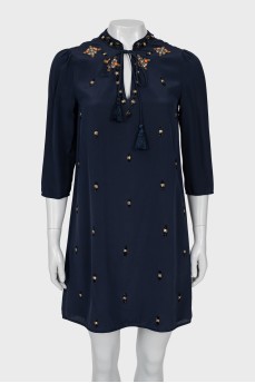 Silk dress with 3/4 sleeves