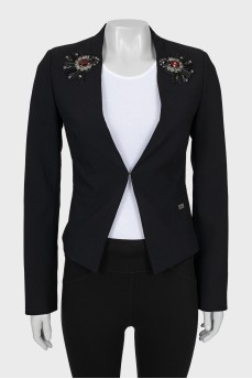 Cropped jacket decorated with crystals