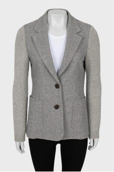 Gray jacket with knitted sleeves