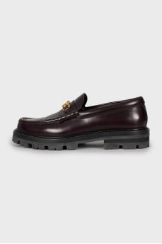 Brown leather loafers