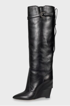 Boots with combined wedge heels