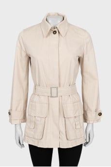 Jacket with patch pockets and buttons