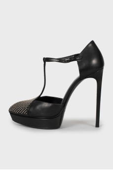 Leather shoes with silver fittings