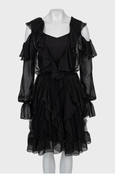 Silk dress with frills