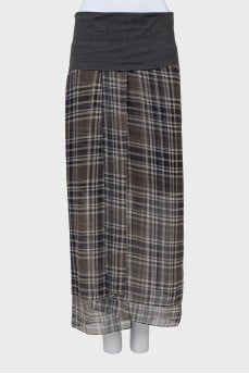 Silk checkered skirt