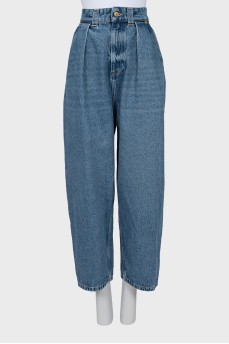 Blue distressed high waist jeans