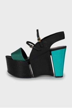 Three-color canvas sandals