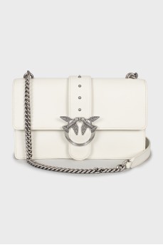 Leather bag with branded decor