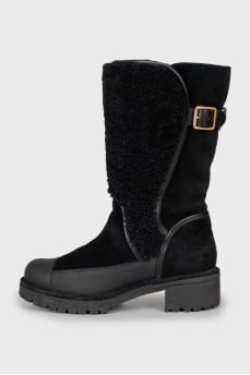 Insulated boots made of leather and suede