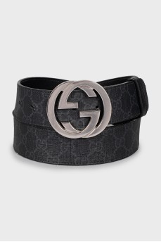Leather belt with signature monogram