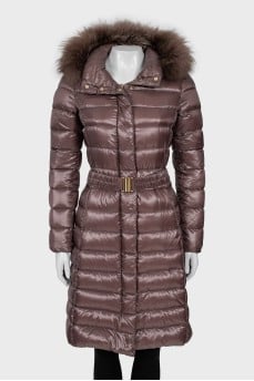 Down jacket with removable hood