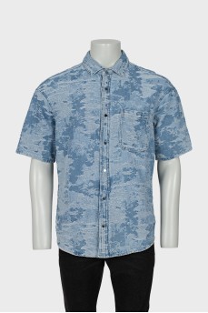 Men's short sleeve denim shirt