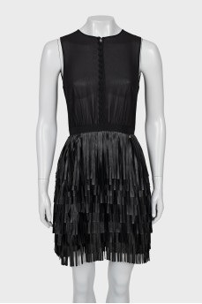Dress with transparent top and fringe