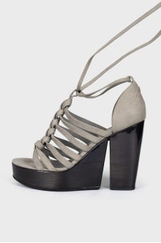 Suede lace-up sandals