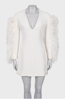 Mini dress with ostrich feathers