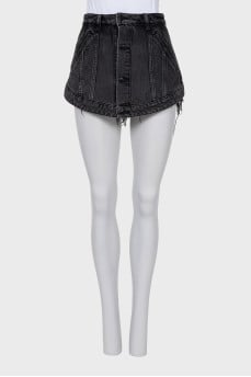 Denim shorts-skirt