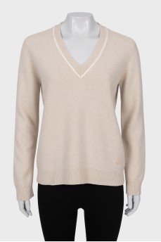Beige straight cut pullover