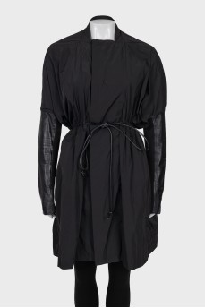 Coat with leather inserts