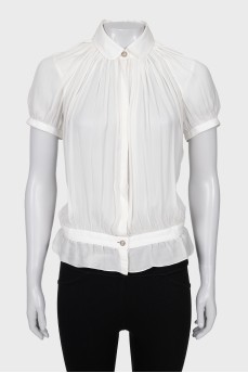 White blouse with drape