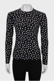 Fitted blouse in polka dot print