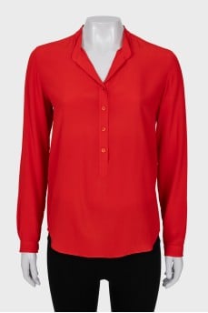 Red silk blouse