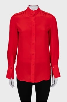 Red silk shirt