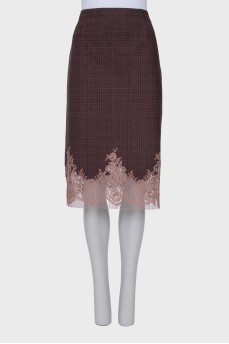 Plaid skirt with lace