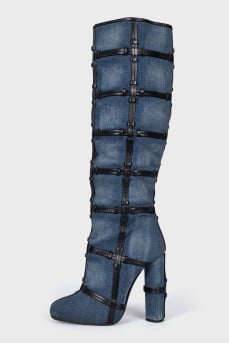 Textile boots with leather elements