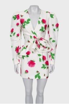 Floral print dress with peplum