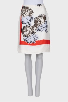 Silk skirt with floral print