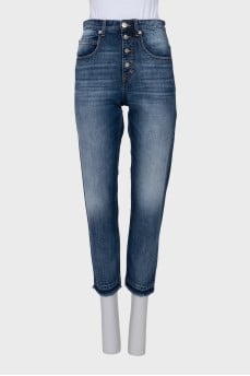 Straight cut distressed jeans
