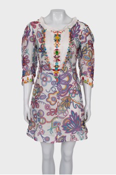 Silk dress decorated with crystals