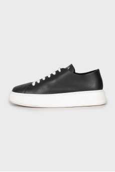 Black leather sneakers