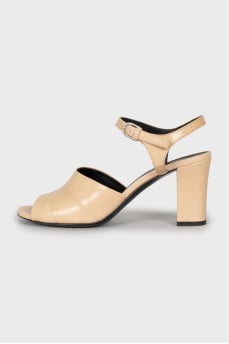 Beige leather sandals