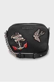 Eco-leather bag with branded embroidery