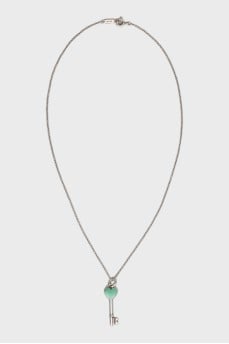 Silver key pendant with enamel