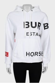 White hoodie with signature print