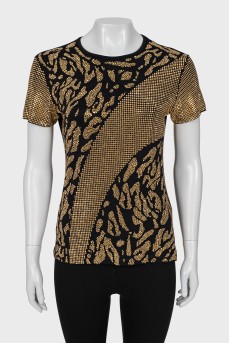 T-shirt with metallic rhinestones
