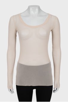 Beige mesh long sleeve
