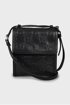 Men's embossed leather bag