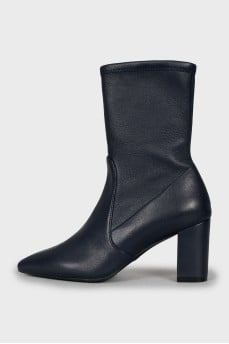 Blue leather ankle boots