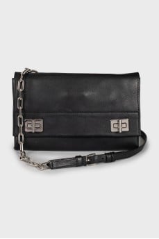 Leather bag with twist closures