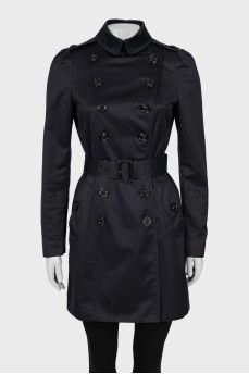 Fitted trench coat in black