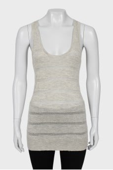 Long cashmere and silk tank top