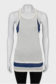 Triple silk and cotton tank top