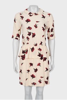Beige dress with floral print