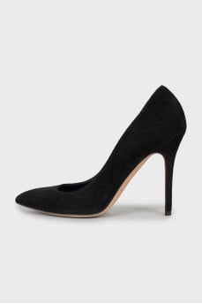 Black suede pumps