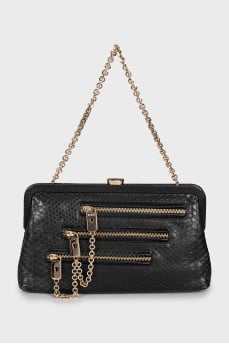 Vintage leather bag with chains
