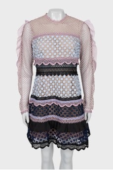 Mesh dress with lace