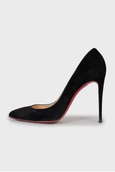 Black suede stiletto heels